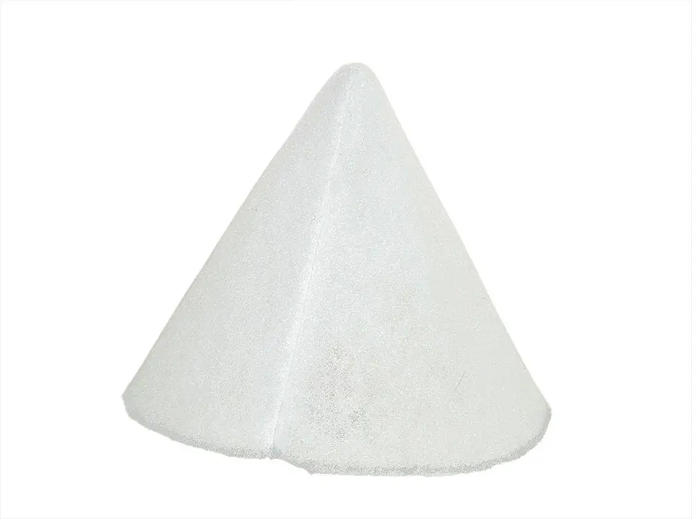 Weißer, kegelförmiger Filter aus Styropor, geeignet für Abluftsysteme. Produkt von Fränkische, positioned auf flacher Unterlage.